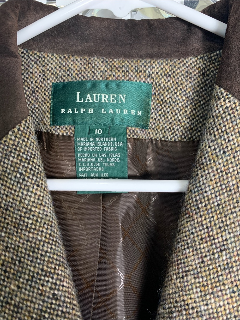 Lauren Ralph Lauren Brown 100% Wool Blazer with Suede Collar - Picture 2 of 7